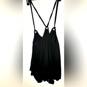 Free People Womens Spaghetti Strap Cross Back Grommets Jumpsuit Black Size Small